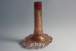 Ancien vase soliflore cristal taillé doré Bohème (59893)