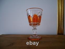 Ancien verre calice en cristal pied Charles X orange ambre Baccarat ST Louis