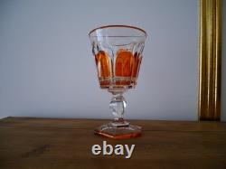 Ancien verre calice en cristal pied Charles X orange ambre Baccarat ST Louis