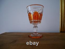 Ancien verre calice en cristal pied Charles X orange ambre Baccarat ST Louis