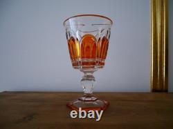 Ancien verre calice en cristal pied Charles X orange ambre Baccarat ST Louis