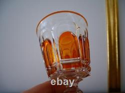 Ancien verre calice en cristal pied Charles X orange ambre Baccarat ST Louis