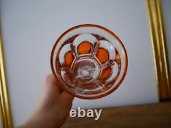 Ancien verre calice en cristal pied Charles X orange ambre Baccarat ST Louis