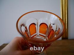 Ancien verre calice en cristal pied Charles X orange ambre Baccarat ST Louis