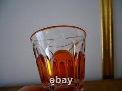 Ancien verre calice en cristal pied Charles X orange ambre Baccarat ST Louis