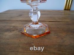 Ancien verre calice en cristal pied Charles X orange ambre Baccarat ST Louis
