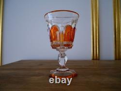 Ancien verre calice en cristal pied Charles X orange ambre Baccarat ST Louis