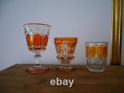 Ancien verre calice en cristal pied Charles X orange ambre Baccarat ST Louis