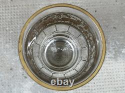 Ancien verre coupe cristal dorure décor animaux enfants gold crystal bohemian