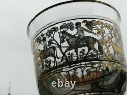 Ancien verre coupe cristal dorure décor animaux enfants gold crystal bohemian