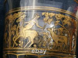 Ancien verre coupe cristal dorure décor animaux enfants gold crystal bohemian