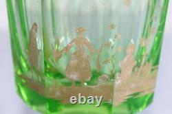 Ancien verre en cristal à facette OURALINE, dorure, thème chasse, Napoléon III