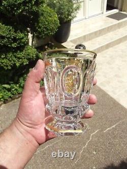 Ancien verre en cristal de BACCARAT et dorure époque CHARLES X à décor fleuri 2