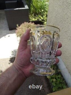 Ancien verre en cristal de BACCARAT et dorure époque CHARLES X à décor fleuri 2