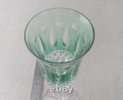 Ancien verre / flûte champagne, cristal vert, style Tommy de Saint Louis