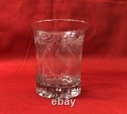 Ancien verre / gobelet au décor gravé et godrons 9 cm XVIIIe / 18 eme no cristal