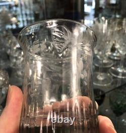 Ancien verre / gobelet au décor gravé et godrons 9 cm XVIIIe / 18 eme no cristal