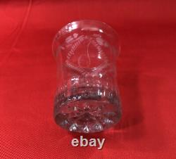 Ancien verre / gobelet au décor gravé et godrons 9 cm XVIIIe / 18 eme no cristal