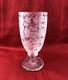 Ancien verre sur pied cristal de bohème Décor gravé cerf oiseau XIX eme 14,7 cm