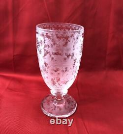 Ancien verre sur pied cristal de bohème Décor gravé cerf oiseau XIX eme 14,7 cm