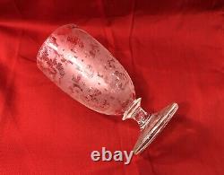 Ancien verre sur pied cristal de bohème Décor gravé cerf oiseau XIX eme 14,7 cm