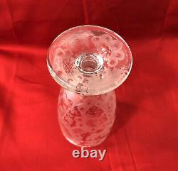 Ancien verre sur pied cristal de bohème Décor gravé cerf oiseau XIX eme 14,7 cm