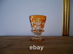 Ancien verres calice en cristal pied Charles X orange ambre Baccarat ST Louis