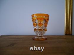 Ancien verres calice en cristal pied Charles X orange ambre Baccarat ST Louis