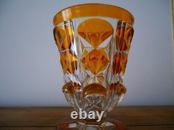 Ancien verres calice en cristal pied Charles X orange ambre Baccarat ST Louis