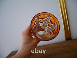 Ancien verres calice en cristal pied Charles X orange ambre Baccarat ST Louis