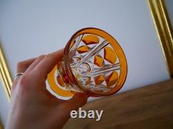 Ancien verres calice en cristal pied Charles X orange ambre Baccarat ST Louis