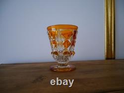 Ancien verres calice en cristal pied Charles X orange ambre Baccarat ST Louis