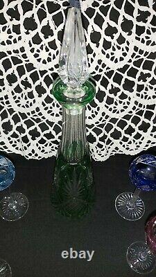 Ancien verres et carafe a liqueur St Louis en cristal doublé couleur Gavarny