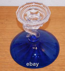 Ancien vintage Coupe COUPELLE BLEUE en Cristal de Baccarat Portieux Pied Dauphin