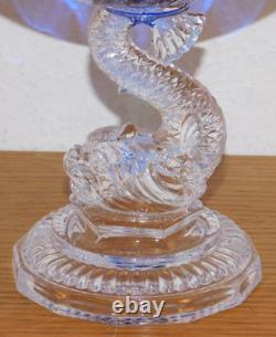 Ancien vintage Coupe COUPELLE BLEUE en Cristal de Baccarat Portieux Pied Dauphin