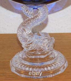 Ancien vintage Coupe COUPELLE BLEUE en Cristal de Baccarat Portieux Pied Dauphin