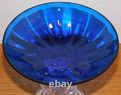 Ancien vintage Coupe COUPELLE BLEUE en Cristal de Baccarat Portieux Pied Dauphin