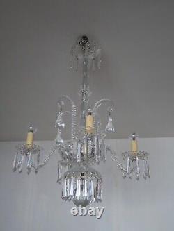 Ancien vintage Lustre pampilles cristal Saint Louis modèle Torses Alternée Signé