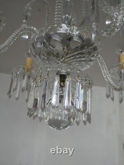 Ancien vintage Lustre pampilles cristal Saint Louis modèle Torses Alternée Signé