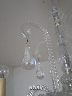 Ancien vintage Lustre pampilles cristal Saint Louis modèle Torses Alternée Signé