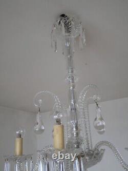 Ancien vintage Lustre pampilles cristal Saint Louis modèle Torses Alternée Signé