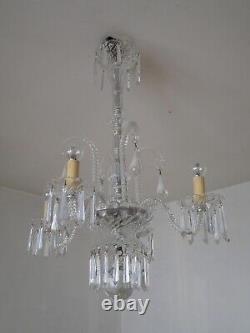 Ancien vintage Lustre pampilles cristal Saint Louis modèle Torses Alternée Signé