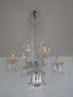 Ancien vintage Lustre pampilles cristal Saint Louis modèle Torses Alternée Signé