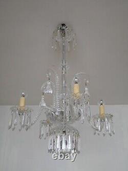 Ancien vintage Lustre pampilles cristal Saint Louis modèle Torses Alternée Signé