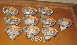 Ancienne 10 poignée verre ou cristal Bouton de porte meuble Lot taille diamant