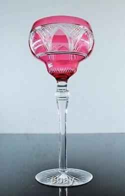 Ancienne 1 Verres A Vin Cristal Double Couleur Rose Teresienthal Baccarat 1800