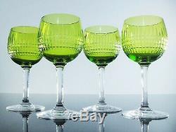 Ancienne 4 Verres A Vin Cristal Couleur Vert Taille Modelé Nancy Baccarat
