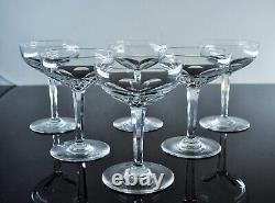 Ancienne 6 Coupes A Champagne Cotes Large Cristal Modele Genova Baccarat Signe
