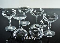 Ancienne 6 Coupes A Champagne Cotes Large Cristal Modele Genova Baccarat Signe