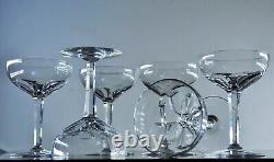 Ancienne 6 Coupes A Champagne Cotes Large Cristal Modele Genova Baccarat Signe